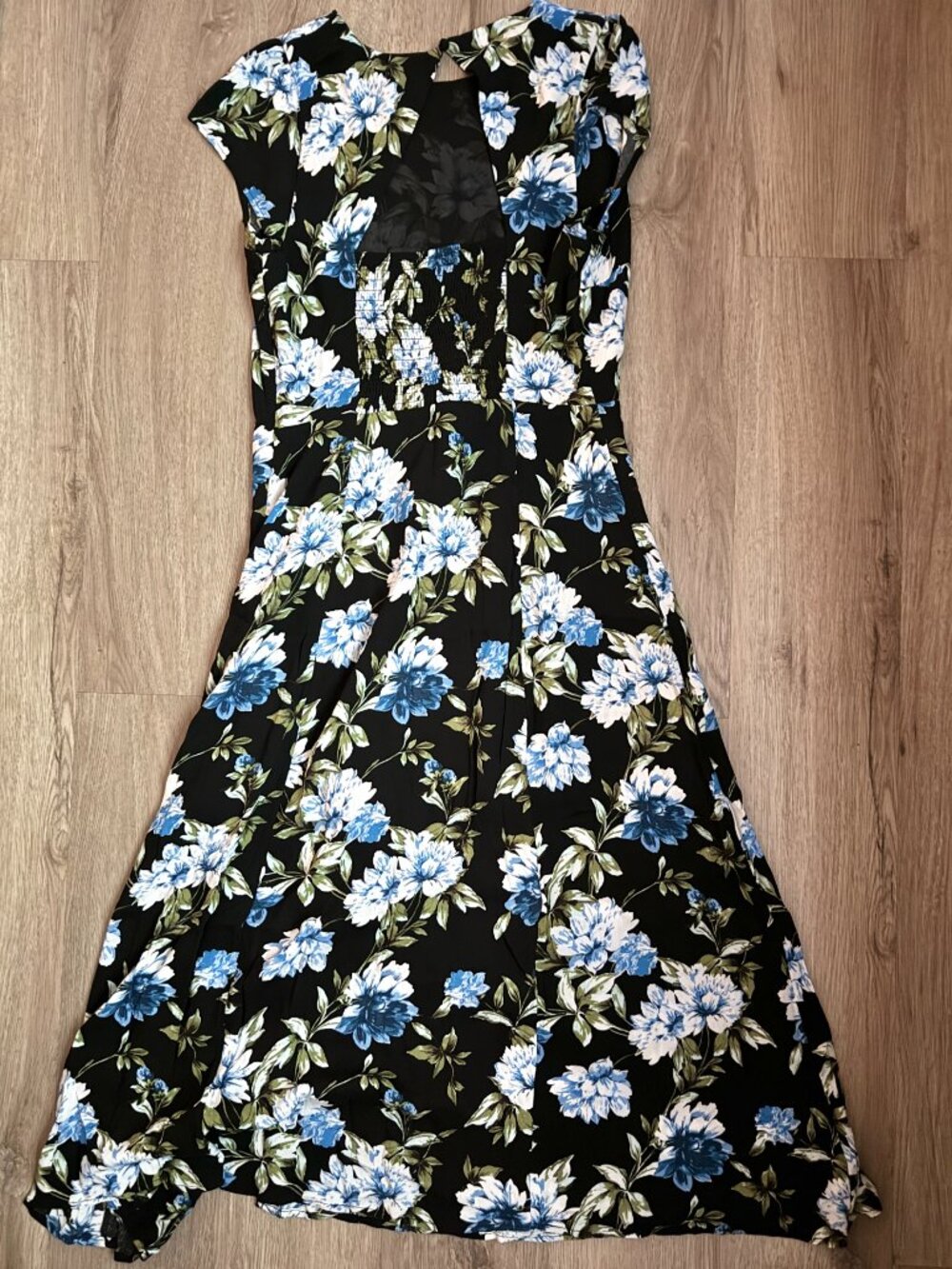 Banana Republic Floral Midi Dress Black Blue Size 6 NWT - Picture 2 of 6